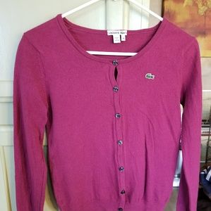 Women's LACOSTE brand button up, magenta colored